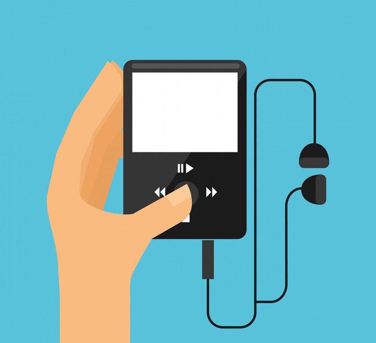 Vettore gratuito la mano tiene mp3