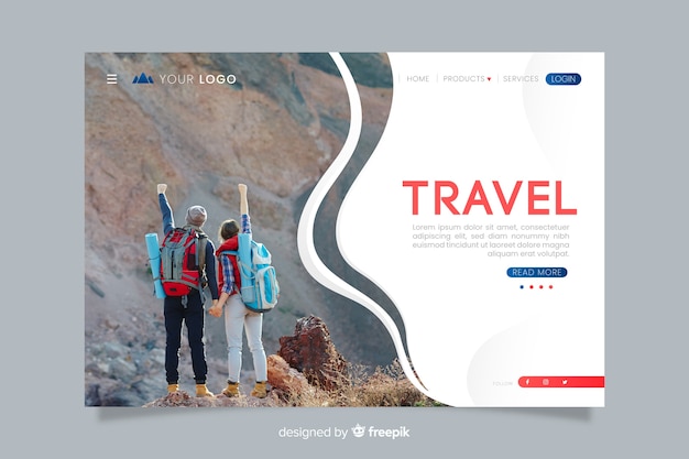 La pagina di destinazione viaggia con foto