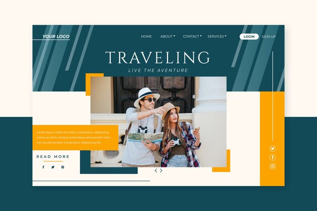 La pagina di destinazione viaggia con foto
