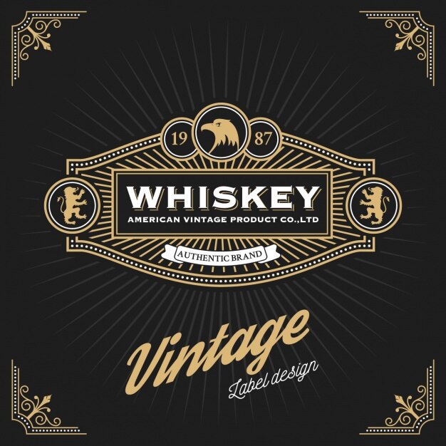 Vettore gratuito la progettazione di etichette di whisky