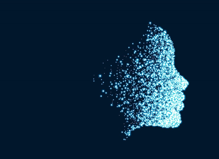 Vettore gratuito la tecnologia delle particelle digitali deve affrontare il concetto di intelligenza artificiale