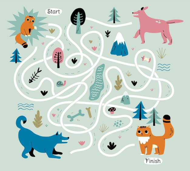 Labirinto creativo per bambini illustrato