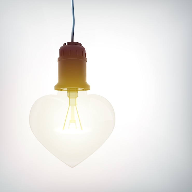 Vettore gratuito lampadina del cuore 3d