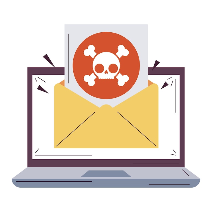 Vettore gratuito laptop con frode informatica spam