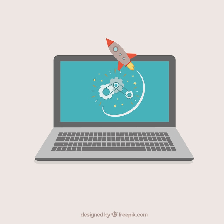 Vettore gratuito laptop con rucola