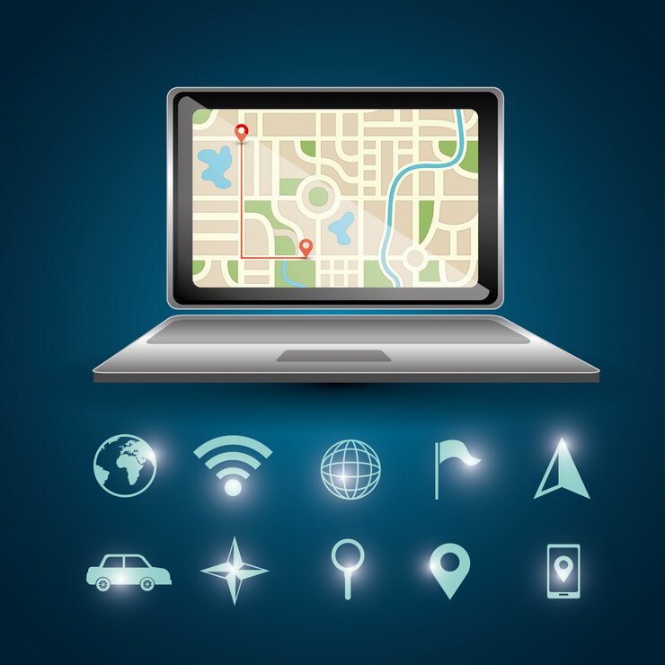 Vettore gratuito laptop di navigazione gps