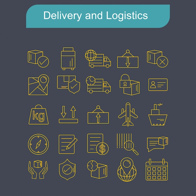 Le icone di consegna e logistica hanno fissato il vettore