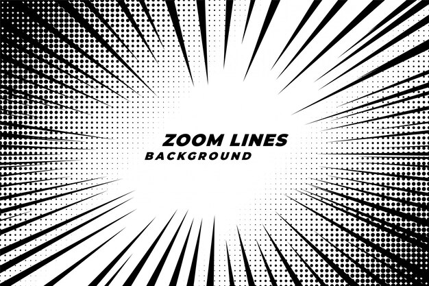 Le linee di zoom comiche muovono lo sfondo con effetto mezzetinte