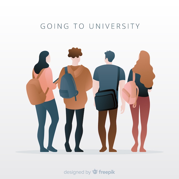 Vettore gratuito le persone che vanno al branco universitario