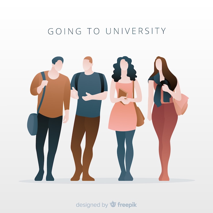 Vettore gratuito le persone che vanno al branco universitario
