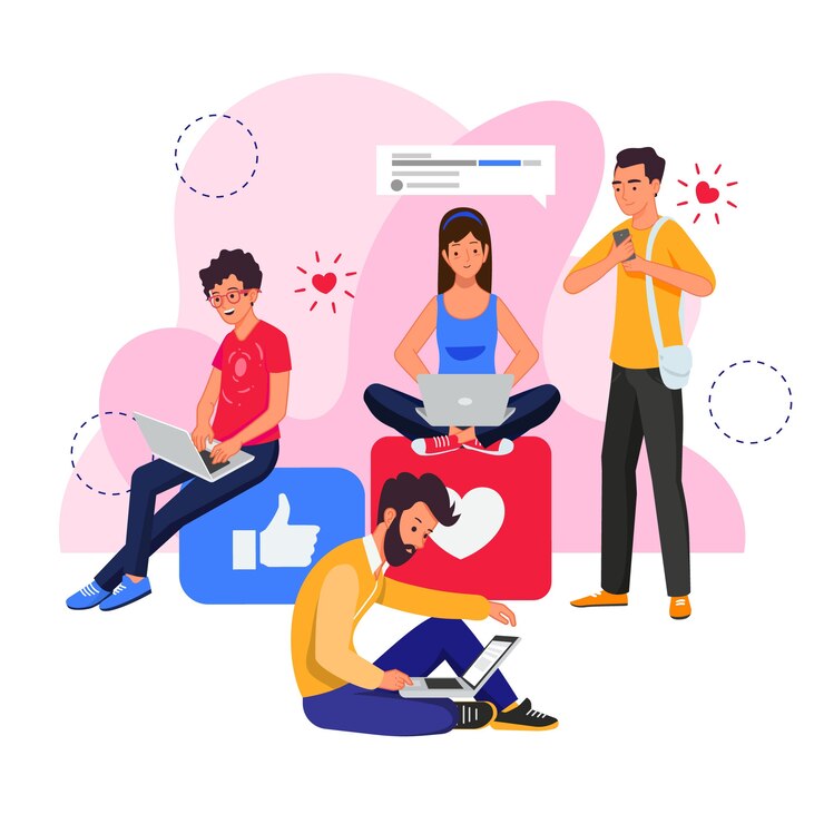 Vettore gratuito le persone con dispositivi tecnologici, inclusi i laptop, eseguono lo zoom e le persone con dispositivi tecnologici, tra cui i laptop, sono contrassegnati come oggetti premium cat
