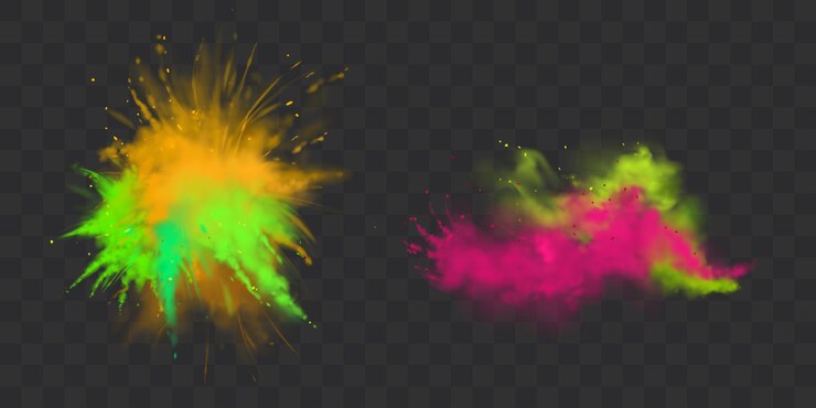 Vettore gratuito le vernici in polvere holi sono isolate, tinte per il festival