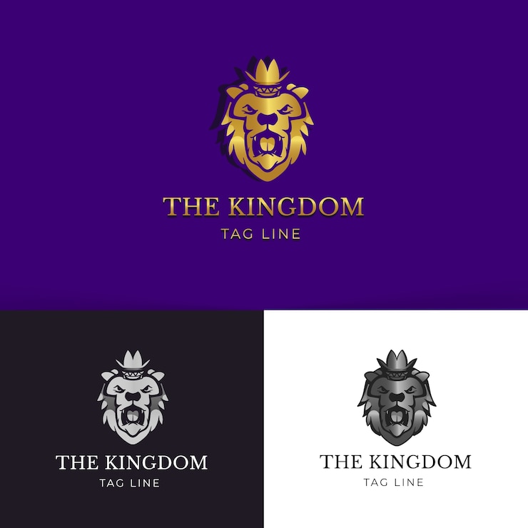 Vettore gratuito leone disegnato a mano con modello logo corona