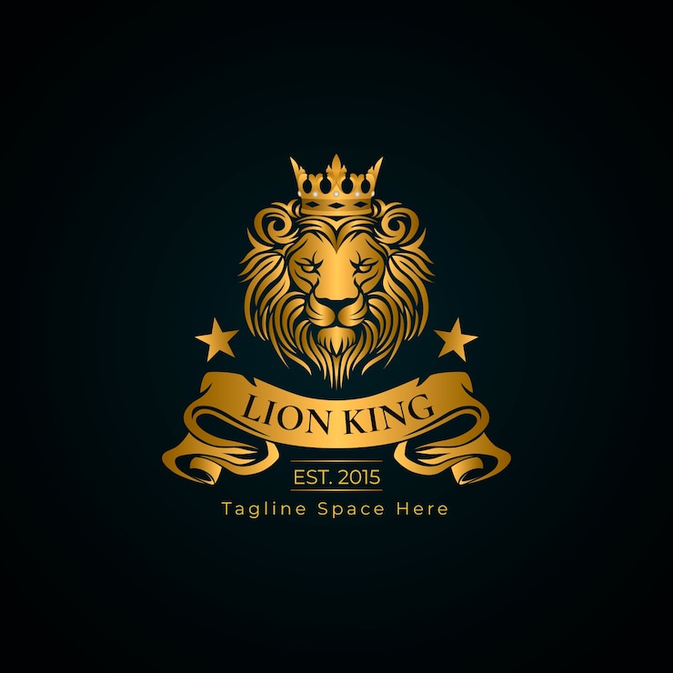 Vettore gratuito leone sfumato con logo corona