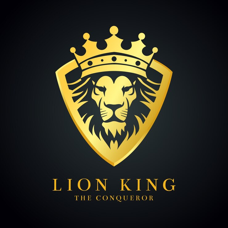Vettore gratuito leone sfumato con modello logo corona