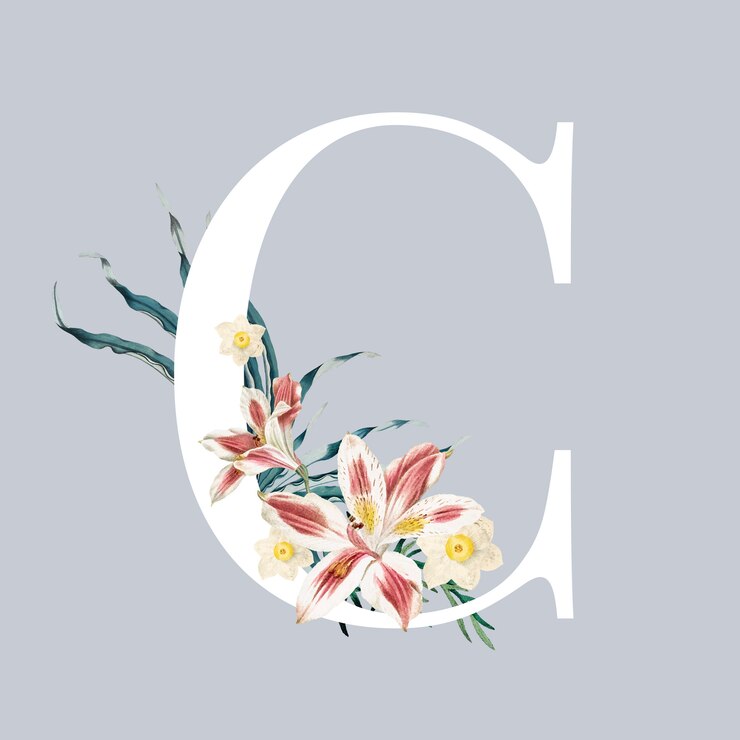 Vettore gratuito lettera c con fiori