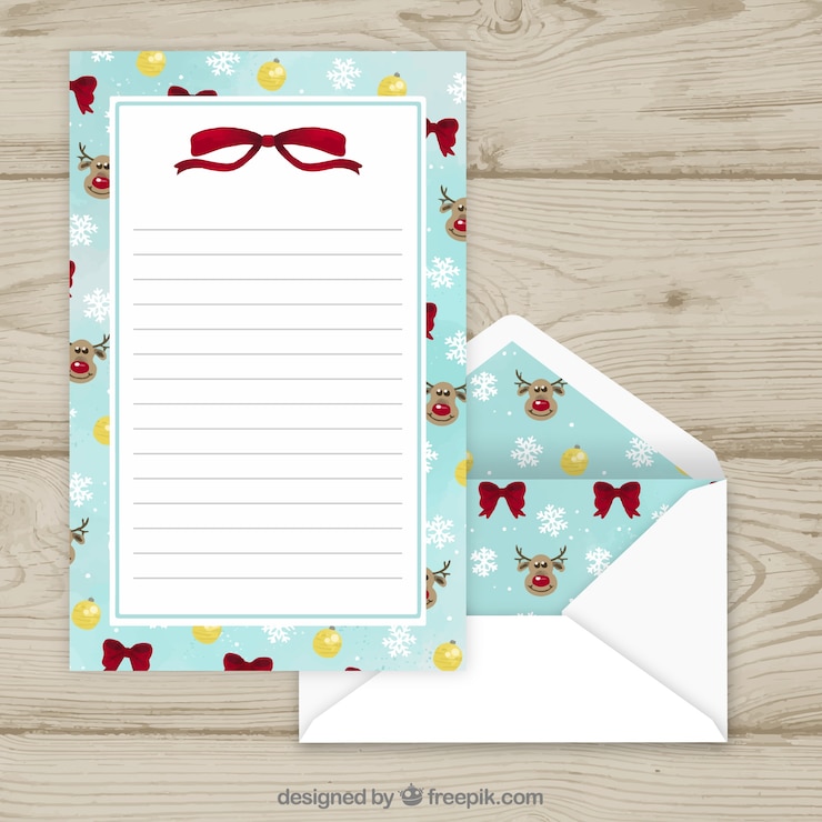 Vettore gratuito lettera con un modello di busta con un modello di natale
