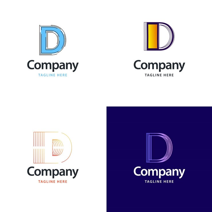 Vettore gratuito lettera d big logo pack design design moderno e creativo dei loghi per la tua azienda illustrazione del nome del marchio vettoriale