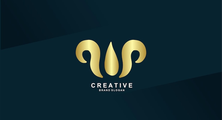 Vettore gratuito lettera d'oro un logo con sfondo blu