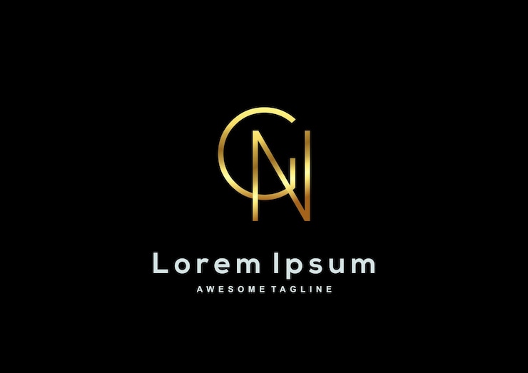 Vettore gratuito lettera di lusso g e n con modello logo color oro