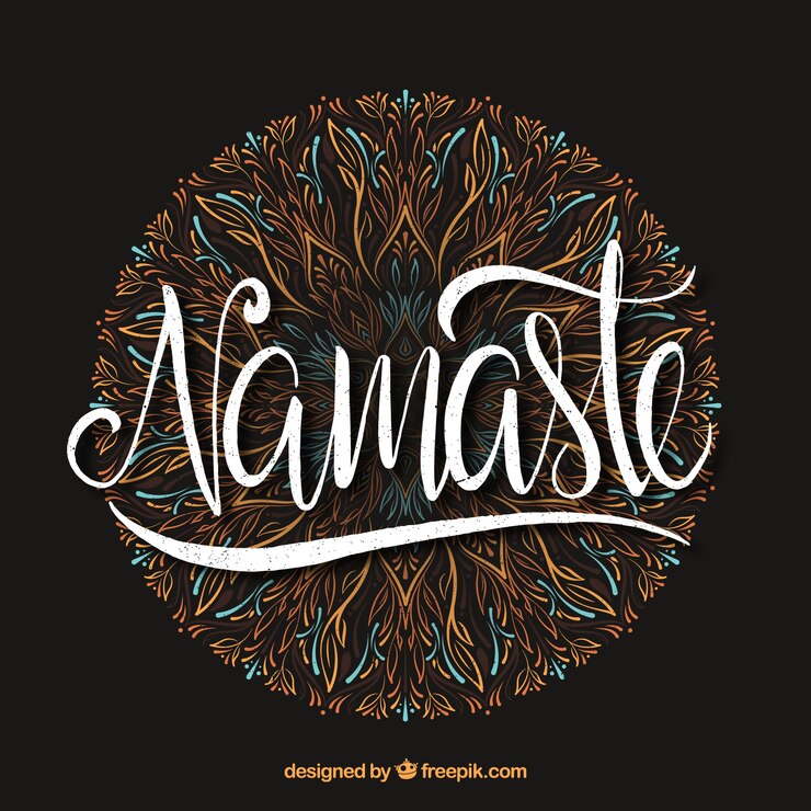 Vettore gratuito lettera di namaste con mandala disegnata a mano