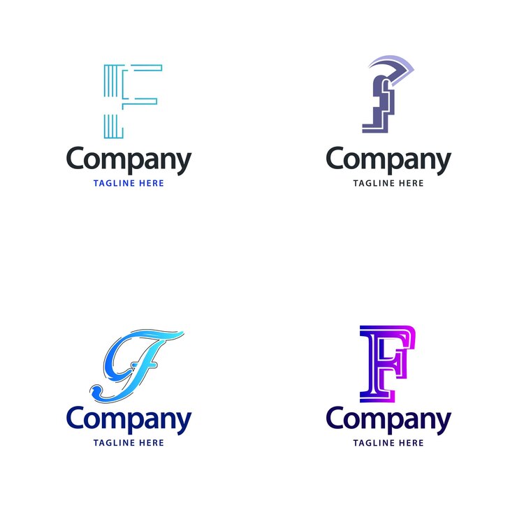 Vettore gratuito lettera f big logo pack design creativo design moderno dei loghi per il tuo business