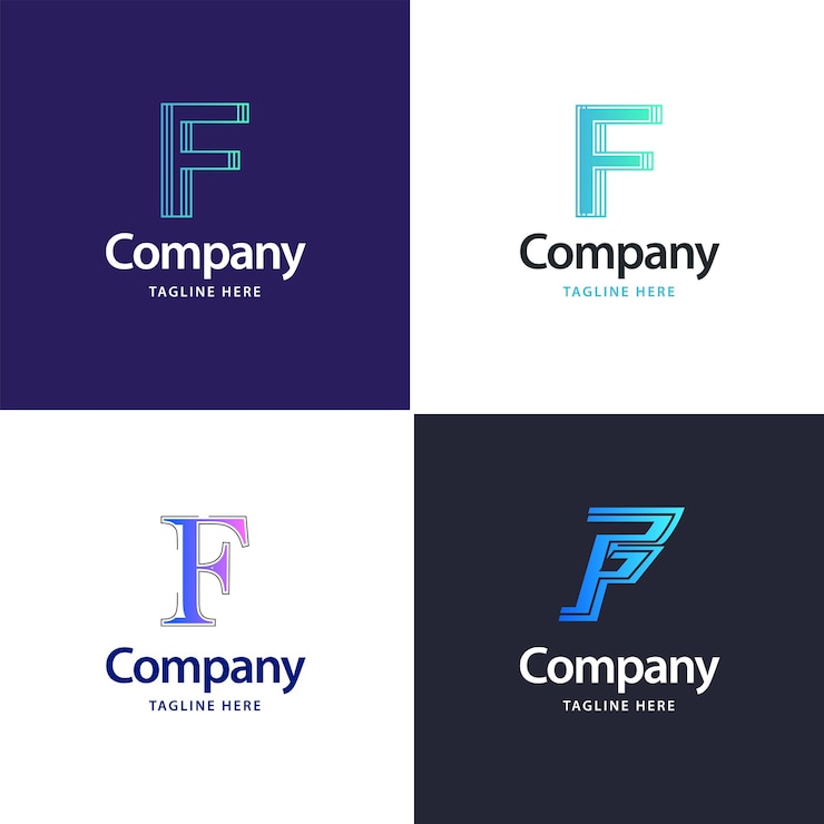 Vettore gratuito lettera f big logo pack design design moderno e creativo dei loghi per la tua azienda illustrazione del nome del marchio vettoriale