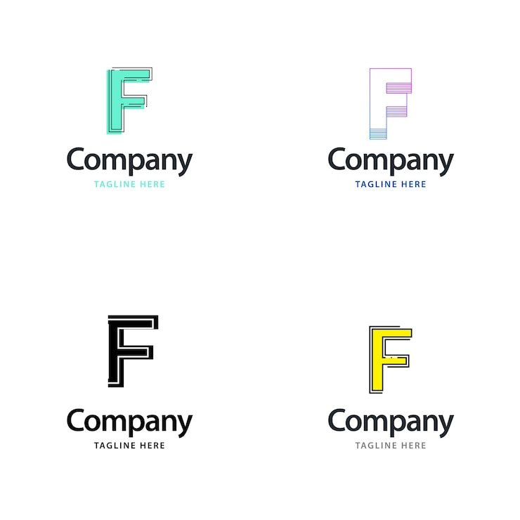 Vettore gratuito lettera f big logo pack design design moderno e creativo dei loghi per la tua azienda illustrazione del nome del marchio vettoriale