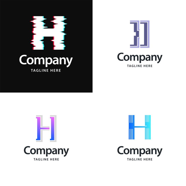 Vettore gratuito lettera h big logo pack design creativo design moderno dei loghi per il tuo business