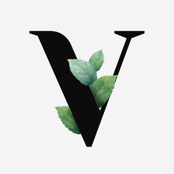 Vettore gratuito lettera maiuscola botanica v