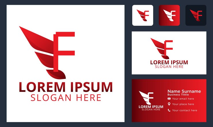 Vettore gratuito lettera monogramma iniziale f icona del logo delle ali dell'aeromobile logo delle ali araldiche moderne logotipo delle compagnie aeree di volo lineare concetto del logo delle ali