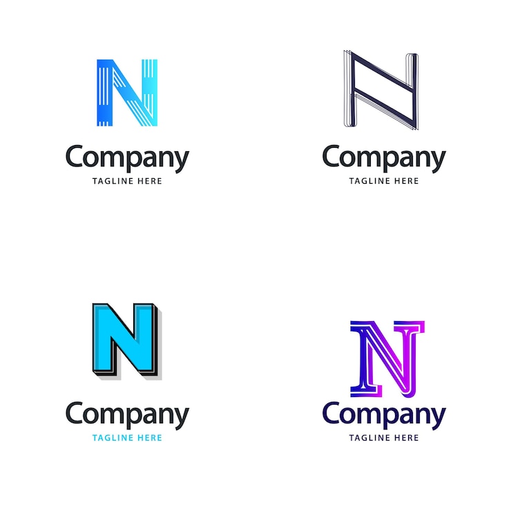 Vettore gratuito lettera n big logo pack design creativo design moderno dei loghi per il tuo business