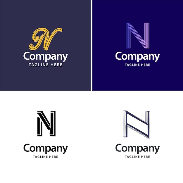 Lettera N Big Logo Pack Design Design moderno e creativo dei loghi per la tua azienda Illustrazione del nome del marchio vettoriale