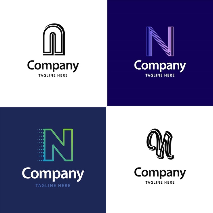 Vettore gratuito lettera n big logo pack design design moderno e creativo dei loghi per la tua azienda illustrazione del nome del marchio vettoriale
