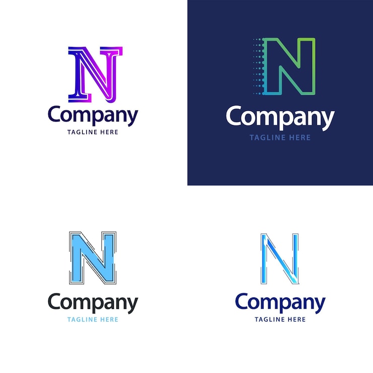 Vettore gratuito lettera n big logo pack design design moderno e creativo dei loghi per la tua azienda illustrazione del nome del marchio vettoriale