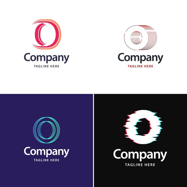 Lettera O Big Logo Pack Design Design moderno e creativo dei loghi per la tua azienda Illustrazione del nome del marchio vettoriale