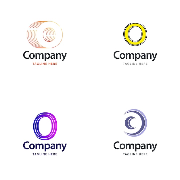 Lettera O Big Logo Pack Design Design moderno e creativo dei loghi per la tua azienda Illustrazione del nome del marchio vettoriale