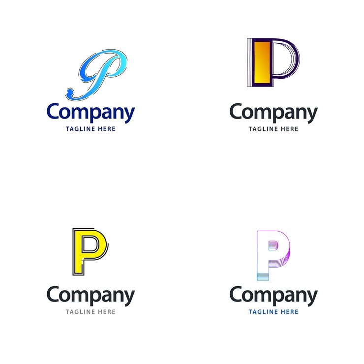 Vettore gratuito lettera p big logo pack design creativo design moderno dei loghi per il tuo business
