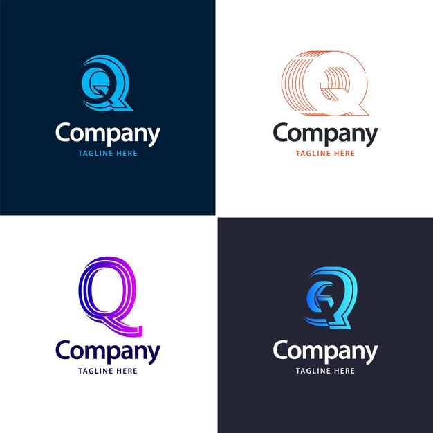 Lettera Q Big Logo Pack Design Creativo Design di loghi moderni per il tuo business