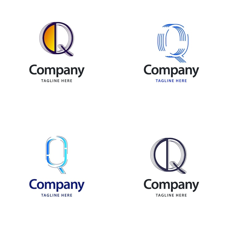 Vettore gratuito lettera q big logo pack design design moderno e creativo dei loghi per il tuo business illustrazione del nome del marchio vettoriale