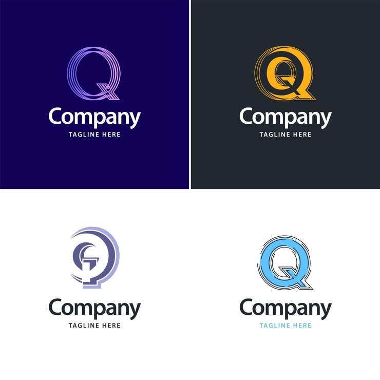 Vettore gratuito lettera q big logo pack design design moderno e creativo dei loghi per il tuo business illustrazione del nome del marchio vettoriale