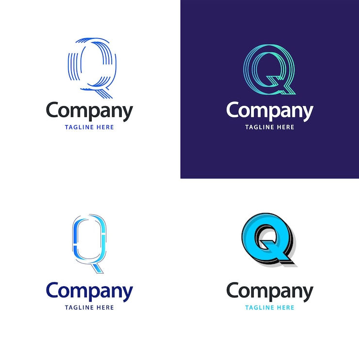 Vettore gratuito lettera q big logo pack design design moderno e creativo dei loghi per il tuo business illustrazione del nome del marchio vettoriale
