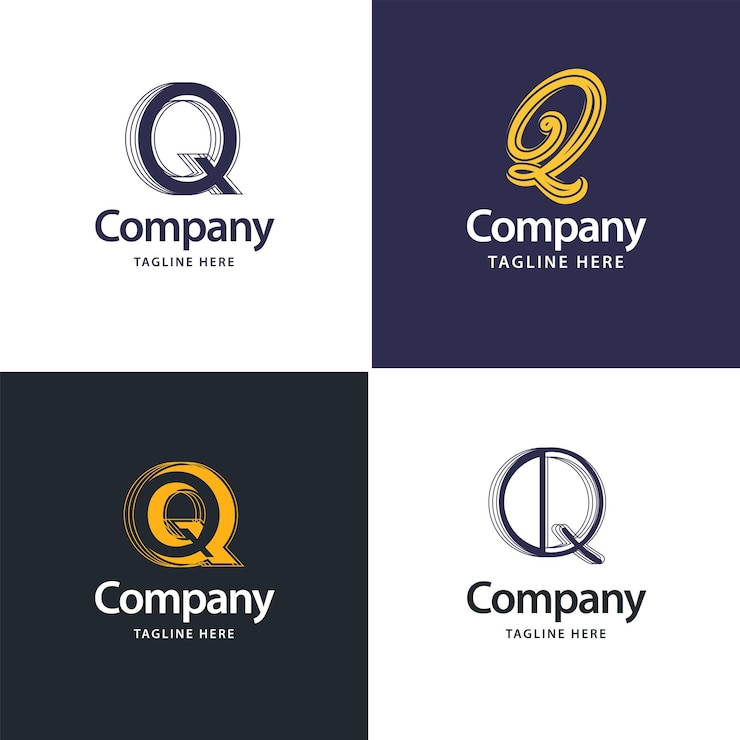 Vettore gratuito lettera q big logo pack design design moderno e creativo dei loghi per il tuo business illustrazione del nome del marchio vettoriale