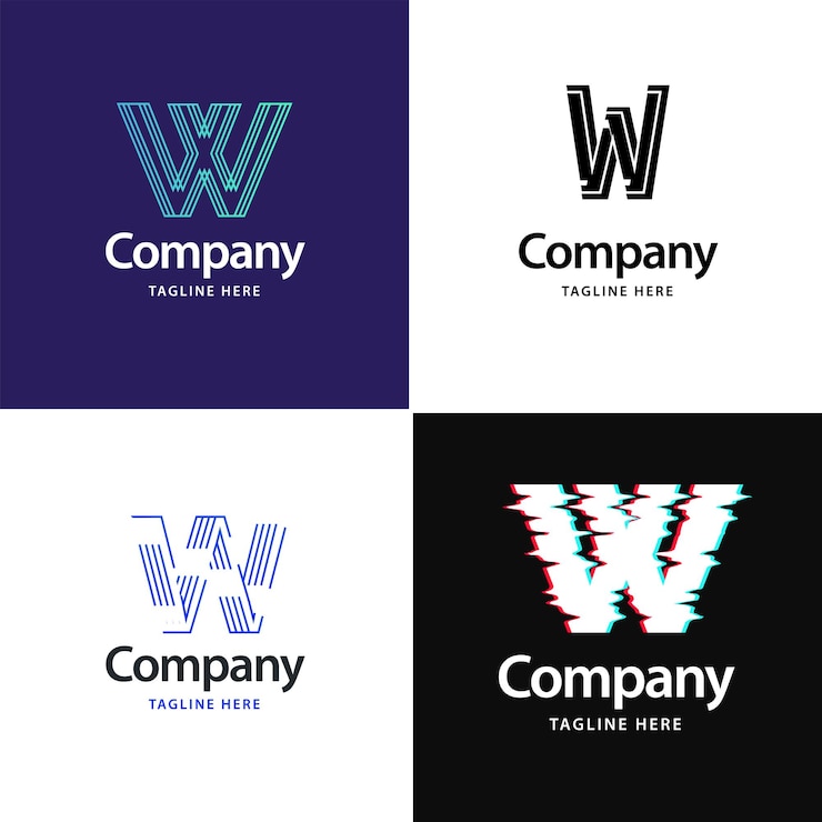 Vettore gratuito lettera w big logo pack design creativo design moderno dei loghi per il tuo business