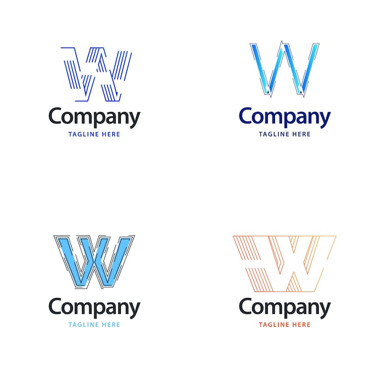 Vettore gratuito lettera w big logo pack design design moderno e creativo dei loghi per il tuo business illustrazione del nome del marchio vettoriale