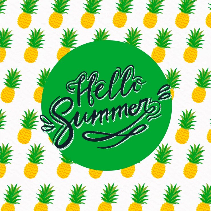 Vettore gratuito lettere "ciao estate" con ananas