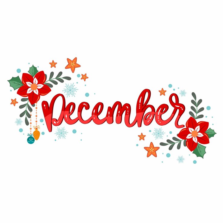 Vettore gratuito lettere di dicembre disegnate a mano