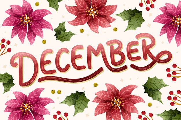 Lettere di dicembre disegnate a mano