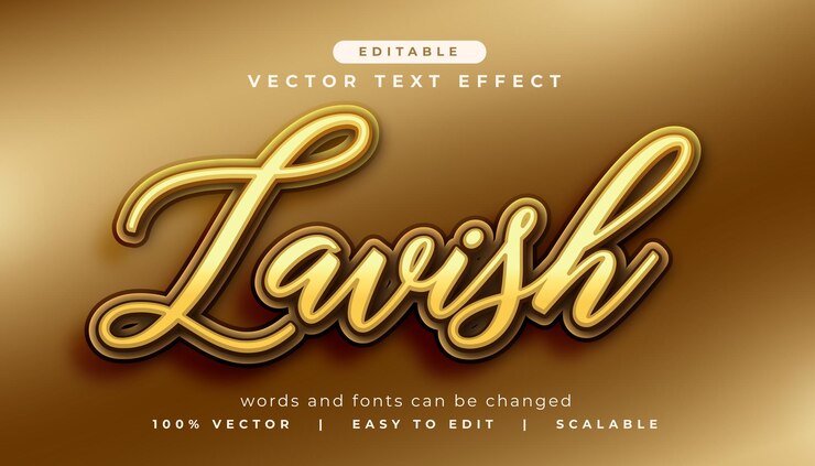 Vettore gratuito lettere di fantasia, oro, modello di effetto di testo sontuoso.
