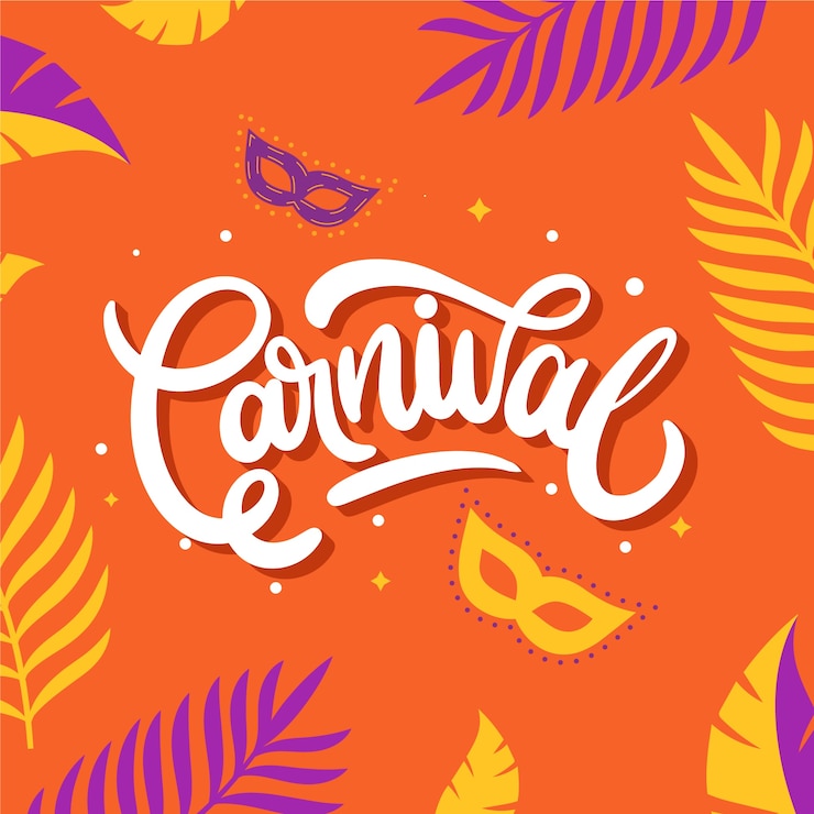 Vettore gratuito lettere piatte del carnevale.
